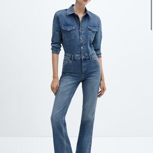Mango Blue Flare Wide Leg Jeans
